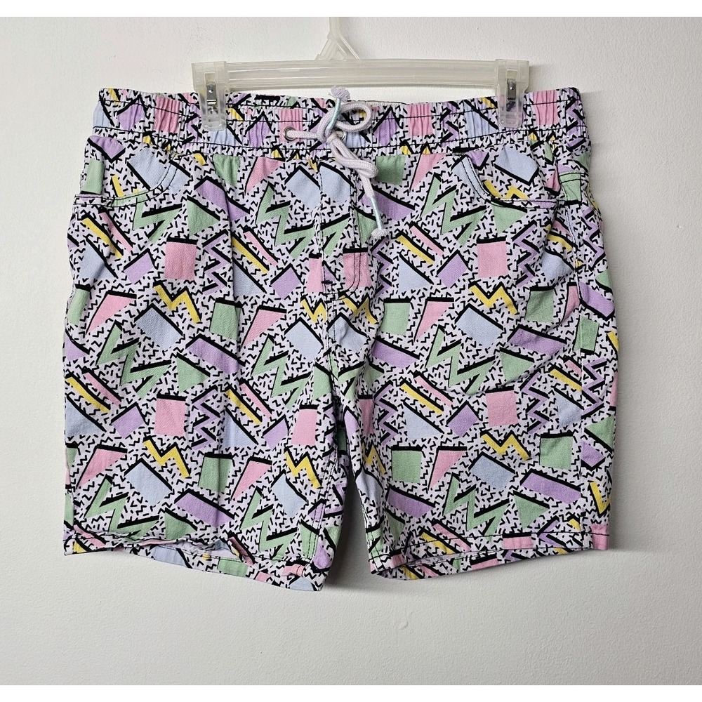 Men's Pastel Geo Print Swim Shorts - Pink/Green/Blue